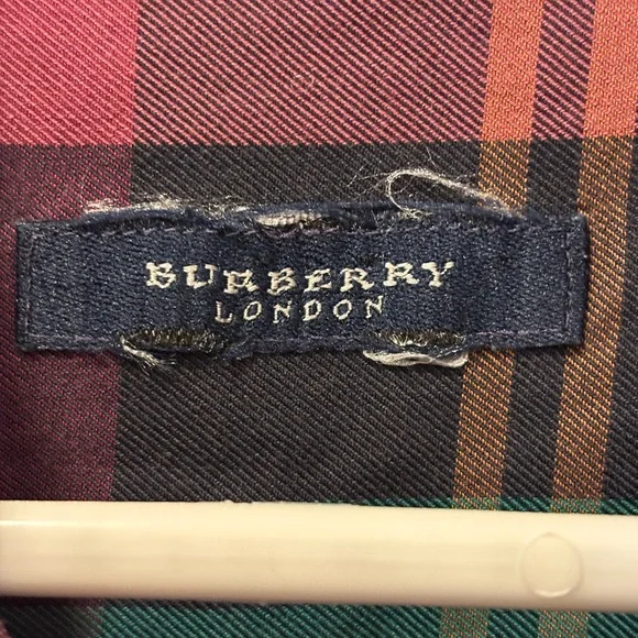 BurberryVTG Maroon and Green Plaid Button-Down Shirt - Picture 2 of 4